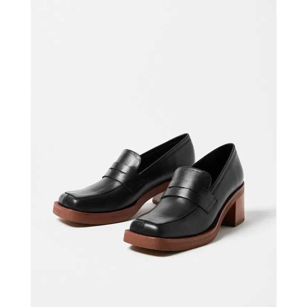New Alohas Roxanne Leather Loafer in Black Women's Size 39 US 8-8.5
